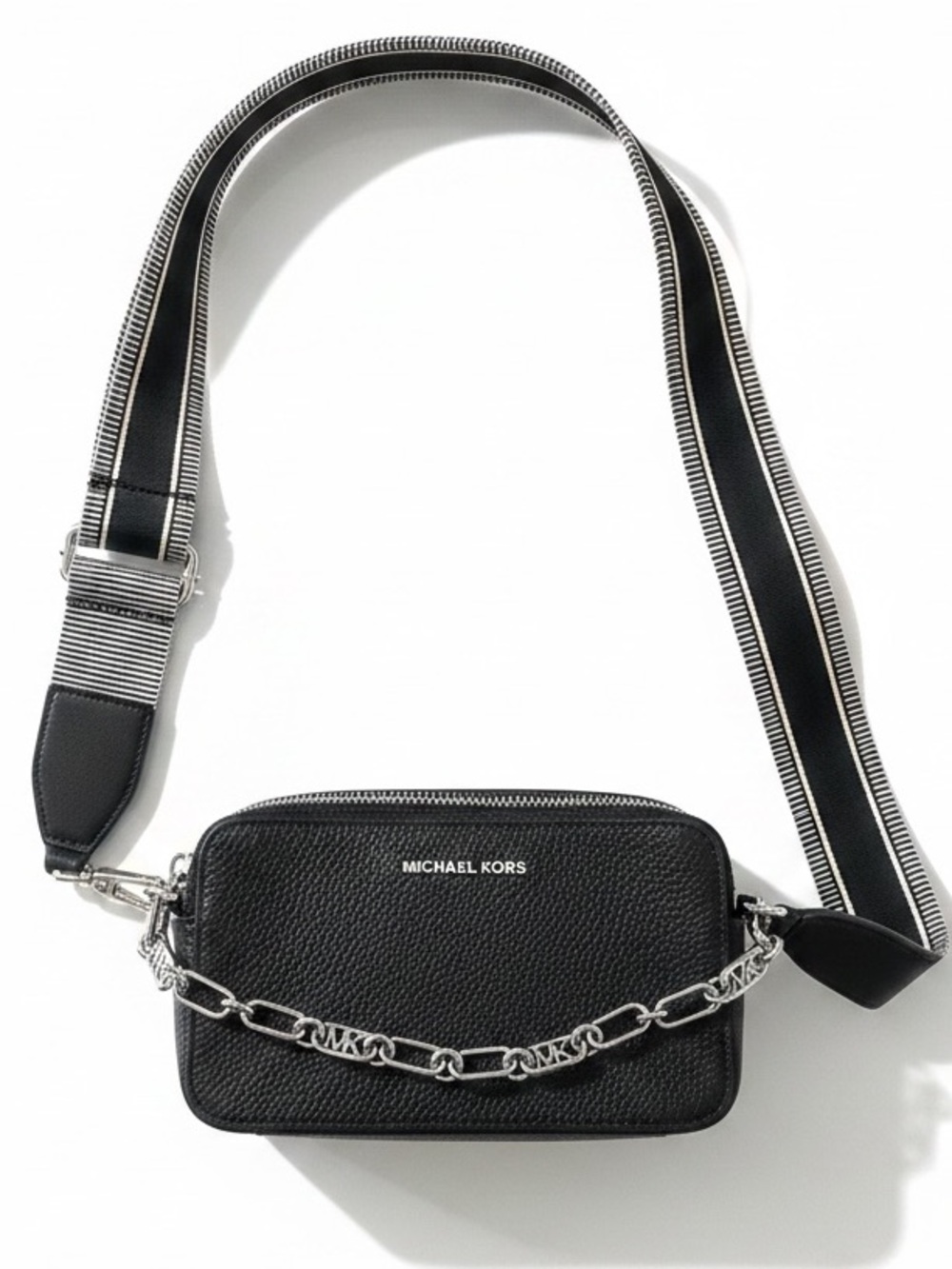 Michael Kors Black Pebbled Jet Set Crossbody